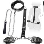 BDSM Bondage Neck to Wrist Restraints Kit Sex Restraints Set SM Sexy Slave Beginner Role Play Toy