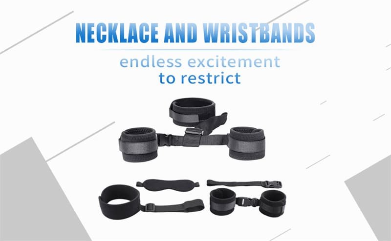BDSM Neck to Wrist Restraints Bondage Set with Blindfold Adjustable Bondage Set for Couples SM Games