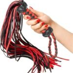 BDSM Sex Whips 23 inch Red & Black Faux Leather BDSM Whip for Women Adult Couples - Image 2