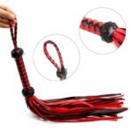 BDSM Sex Whips 23 inch Red & Black Faux Leather BDSM Whip for Women Adult Couples - Image 5