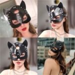 Bunny Fox Cat Woman Leather Sexy Masks Costume Sexy PU Leather Mask for Party Cosplay - Image 5