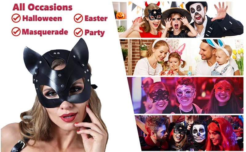 Bunny Fox Cat Woman Leather Sexy Masks Costume Sexy PU Leather Mask for Party Cosplay