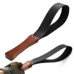 Comfortable Leather Wooden Handle Sex Whip for Adult BDSM Role-Playing Sex Game Paddle Horse Whip