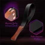 Comfortable Leather Wooden Handle Sex Whip for Adult BDSM Role-Playing Sex Game Paddle Horse Whip - Image 3
