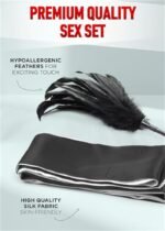 Feather Tickler Kit with Crop Satin Blindfold Mask French Tickler Whip Feather Tickle Teaser Stick - Image 5