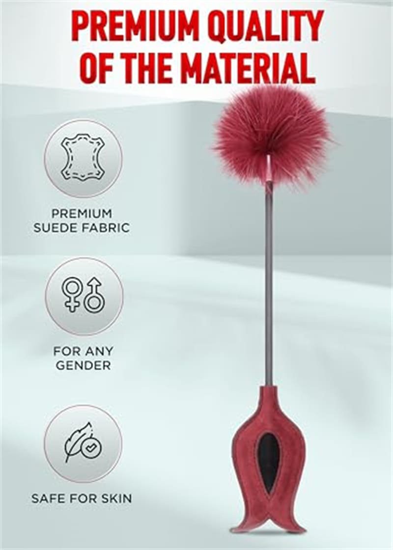 Hotsvibe 16 Inch French Feather Tickler for Play with Silk Eye Mask 59 Inch Red Satin Mask 3 Hotsvibe 16 Inch French Feather Tickler for Play with Silk Eye Mask 59 Inch Red Satin Mask