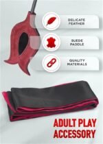 Hotsvibe 16 Inch French Feather Tickler for Play with Silk Eye Mask 59 Inch Red Satin Mask - Image 6