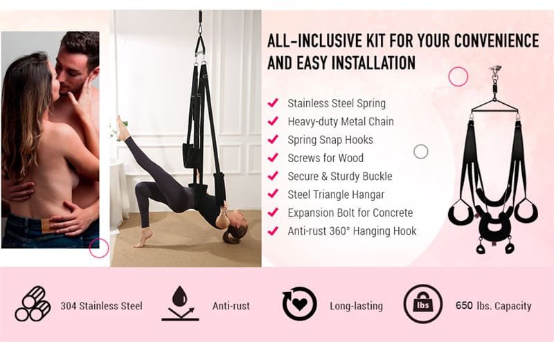 Hotsvibe 360 Degree Spinning Indoor Ceiling Adult Sex Swing with Premium Paint Stand