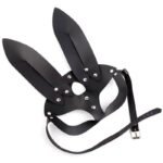 Hotsvibe Adjustable Rabbit Ear Mask Leather Bunny Mask for Halloween Cosplay
