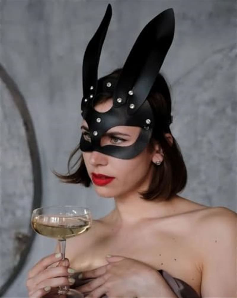 Hotsvibe Adjustable Rabbit Ear Mask Leather Bunny Mask for Halloween Cosplay 2 Hotsvibe Adjustable Rabbit Ear Mask Leather Bunny Mask for Halloween Cosplay