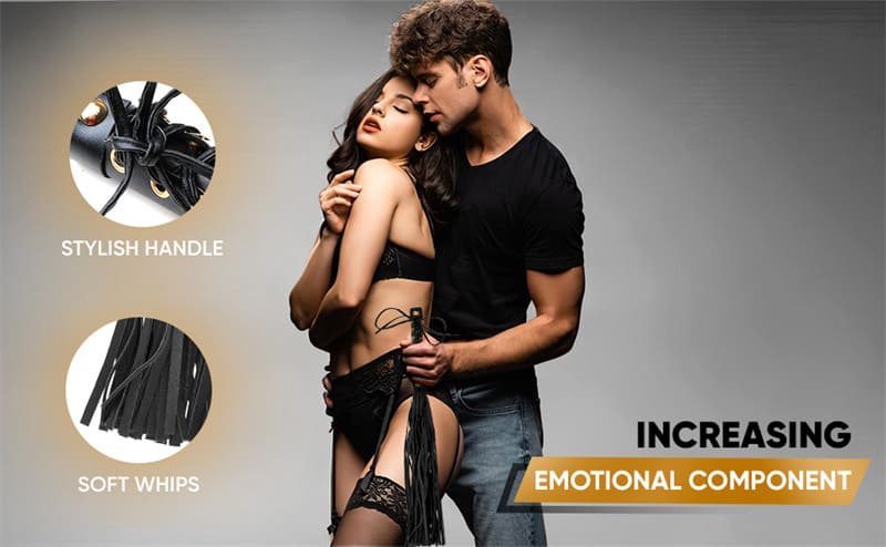 Hotsvibe BDSM Whips Adult Sex Spanking Whip 18 inch Sex Fetish Toy for Couples Soft Faux Leather