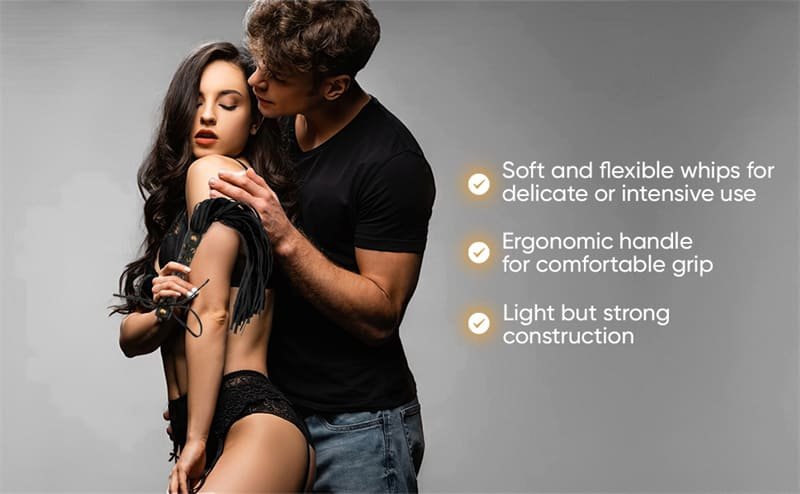 Hotsvibe BDSM Whips Adult Sex Spanking Whip 18 inch Sex Fetish Toy for Couples Soft Faux Leather