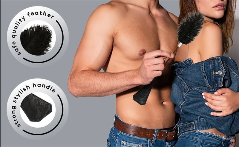 Hotsvibe Feather Tickler for BDSM Play Faux Feather Tickler Crop French Tickler