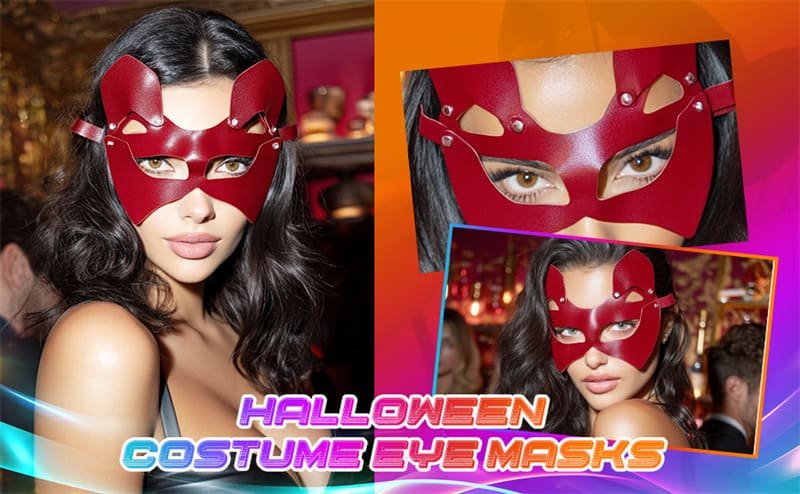 Hotsvibe Leather Cat Sexy Mask Black Halloween Masquerade Masks for Party Halloween Cosplay