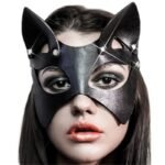 Hotsvibe Leather Cat Sexy Mask Black Halloween Masquerade Masks for Party Halloween Cosplay - Image 2