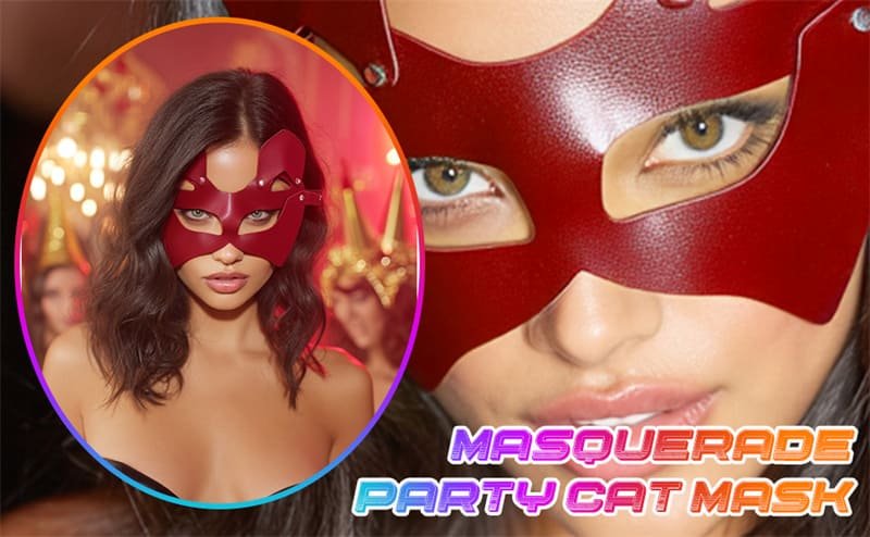 Hotsvibe Leather Cat Sexy Mask Black Halloween Masquerade Masks for Party Halloween Cosplay