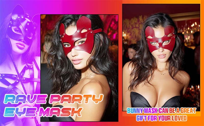 Hotsvibe Leather Cat Sexy Mask Black Halloween Masquerade Masks for Party Halloween Cosplay