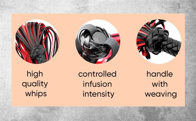 Hotsvibe Leather Red Whip 30 inch Riding Horse Whip for Couples Bedroom Accessory Red Horse Whip