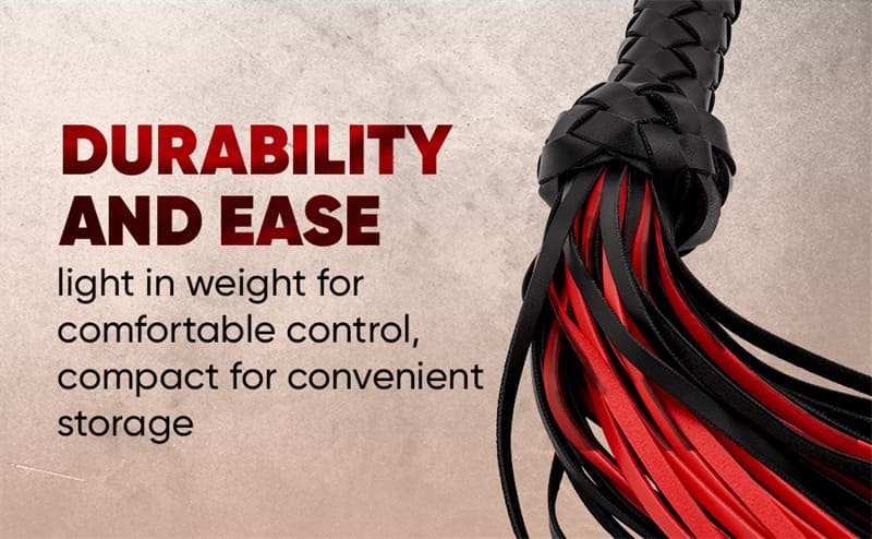 Hotsvibe Leather Red Whip 30 inch Riding Horse Whip for Couples Bedroom Accessory Red Horse Whip