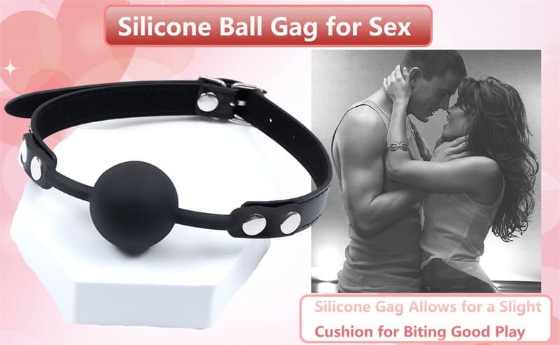 Hotsvibe Leather Restraints Ball Mouth Plug BDSM Restraints Toys Silicone Bondage Ball Gag for Sex