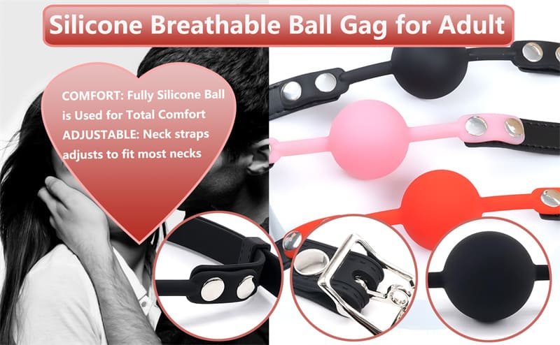 Hotsvibe Leather Restraints Ball Mouth Plug BDSM Restraints Toys Silicone Bondage Ball Gag for Sex