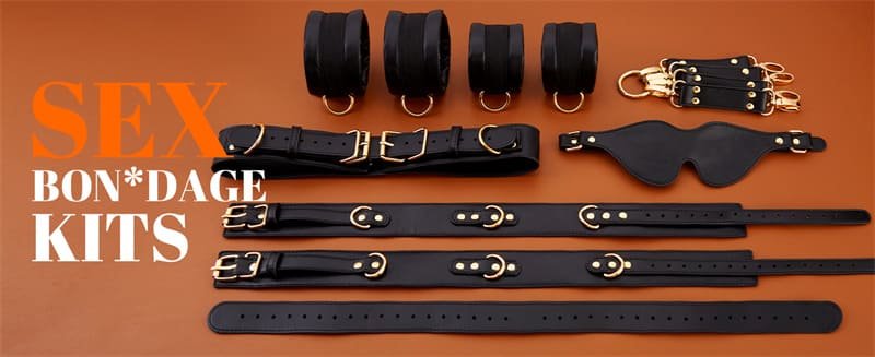 Hotsvibe Sex Bondage BDSM Kit Restraints Adult SM 6PCS Sets Sex Toys for Couples- Black