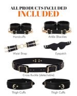 Hotsvibe Sex Bondage BDSM Kit Restraints Adult SM 6PCS Sets Sex Toys for Couples- Black - Image 5