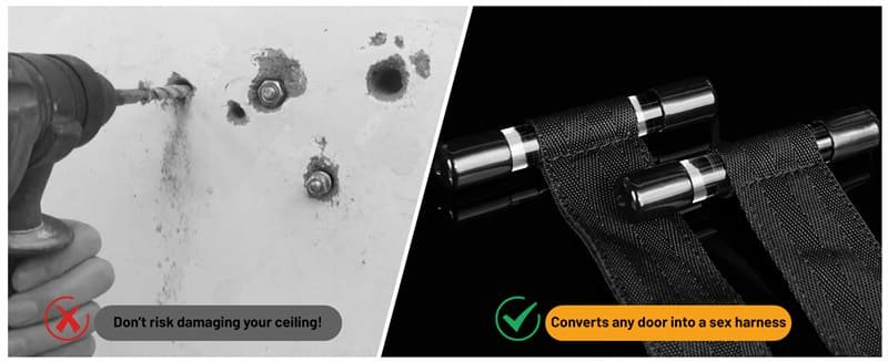 Leopard Print Door Sex Swing BDSM Bondage Slave Set Adjustable Shoulder Strap