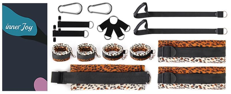 Leopard Print Door Sex Swing BDSM Bondage Slave Set Adjustable Shoulder Strap