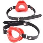 Silicone Open Mouth Gag Female Sex Toy Bondage Leather Strap Lips Ring Open Gag for Couples - Image 16